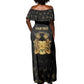 Personalized Sierra Leone National Emblem Golden Off Shoulder Maxi Dress Vai Syllabary Heritage - African Pride