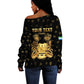 Personalized Sierra Leone National Emblem Golden Off Shoulder Sweater Vai Syllabary Heritage - African Pride