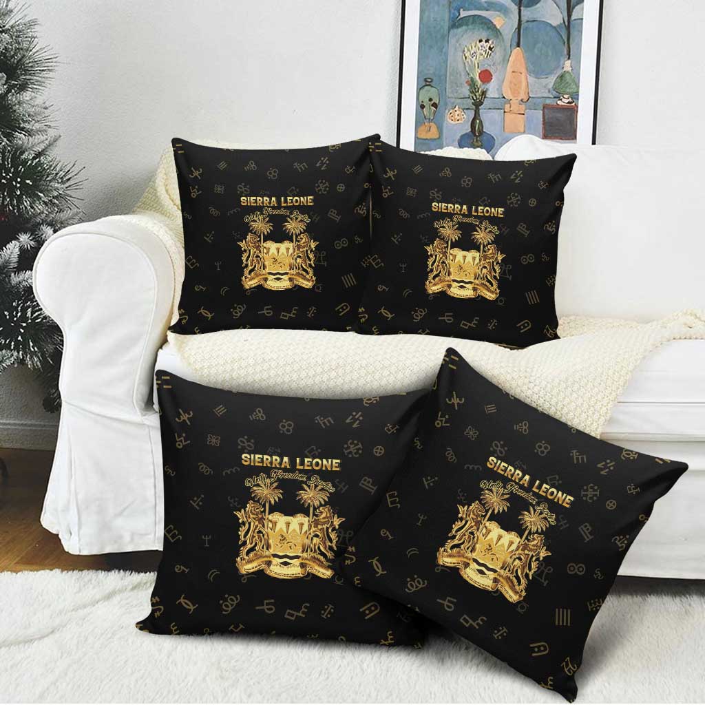 Sierra Leone Vai Syllabary Heritage Pillow Cover National Emblem Golden Style