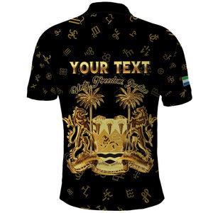 Personalized Sierra Leone National Emblem Golden Polo Shirt Vai Syllabary Heritage - African Pride