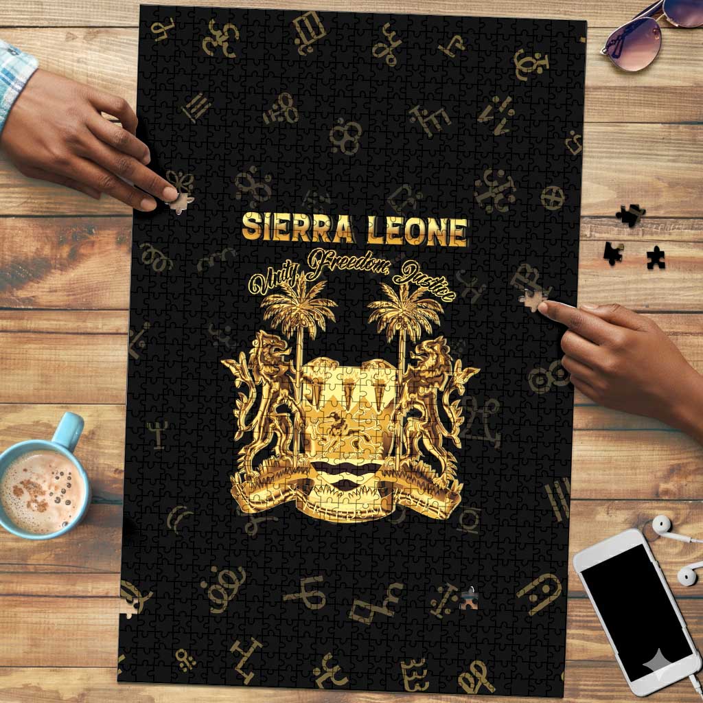 Sierra Leone Vai Syllabary Heritage Puzzle National Emblem Golden Style
