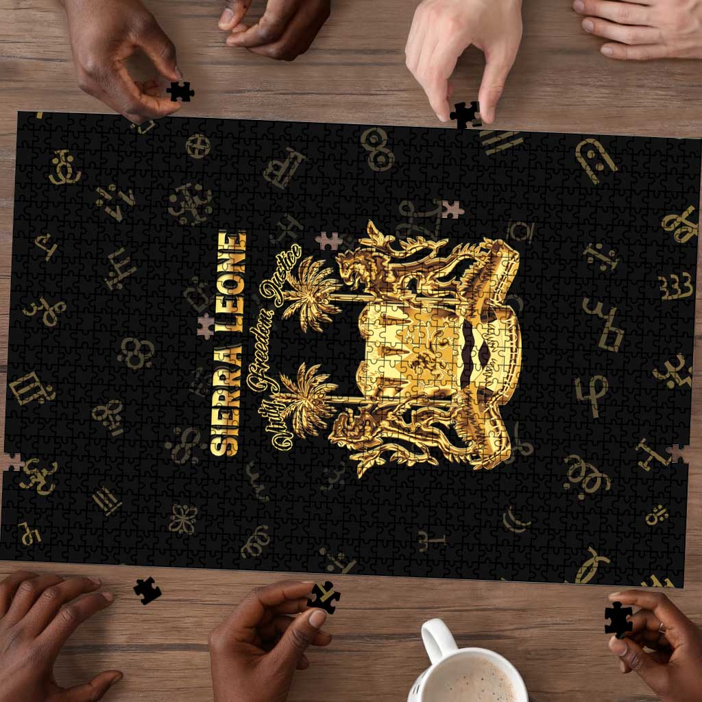 Sierra Leone Vai Syllabary Heritage Puzzle National Emblem Golden Style