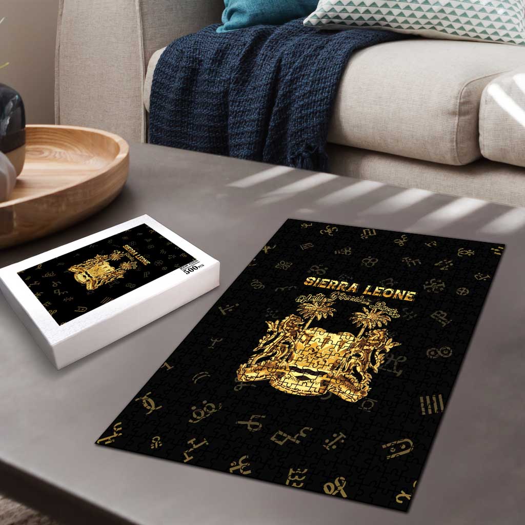 Sierra Leone Vai Syllabary Heritage Puzzle National Emblem Golden Style