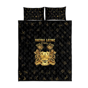 Sierra Leone National Emblem Golden Quilt Bed Set Vai Syllabary Heritage - African Pride