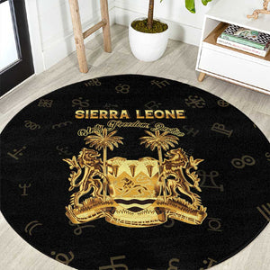 Sierra Leone National Emblem Golden Round Carpet Vai Syllabary Heritage - African Pride