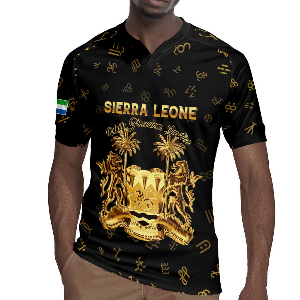Personalized Sierra Leone National Emblem Golden Rugby Jersey Vai Syllabary Heritage - African Pride