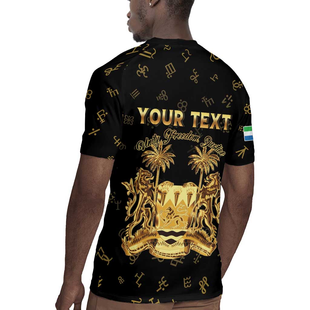 Personalized Sierra Leone National Emblem Golden Rugby Jersey Vai Syllabary Heritage - African Pride