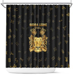 Sierra Leone National Emblem Golden Shower Curtain Vai Syllabary Heritage - African Pride
