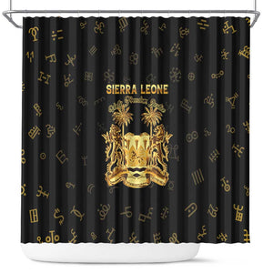 Sierra Leone National Emblem Golden Shower Curtain Vai Syllabary Heritage - African Pride