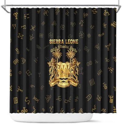 Sierra Leone National Emblem Golden Shower Curtain Vai Syllabary Heritage - African Pride