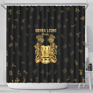 Sierra Leone National Emblem Golden Shower Curtain Vai Syllabary Heritage - African Pride