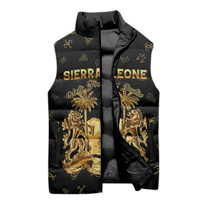 Personalized Sierra Leone Vai Syllabary Heritage Sleeveless Puffer Jacket National Emblem Golden Style