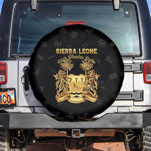 Sierra Leone National Emblem Golden Spare Tire Cover Vai Syllabary Heritage - African Pride