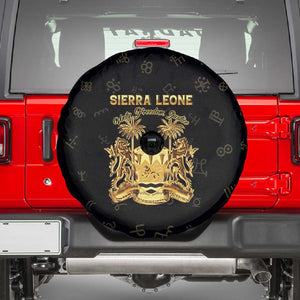 Sierra Leone National Emblem Golden Spare Tire Cover Vai Syllabary Heritage - African Pride