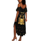Personalized Sierra Leone National Emblem Golden Summer Maxi Dress Vai Syllabary Heritage - African Pride