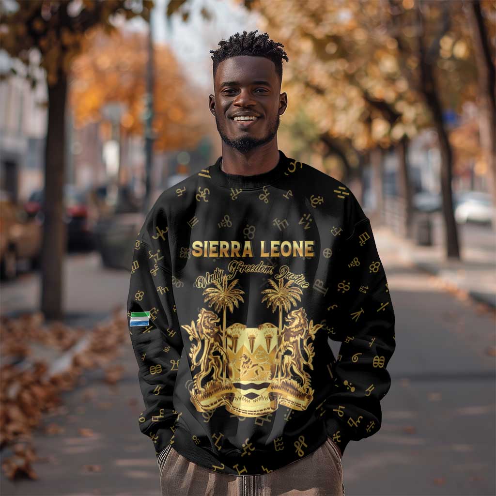 Personalized Sierra Leone National Emblem Golden Sweatshirt Vai Syllabary Heritage - African Pride