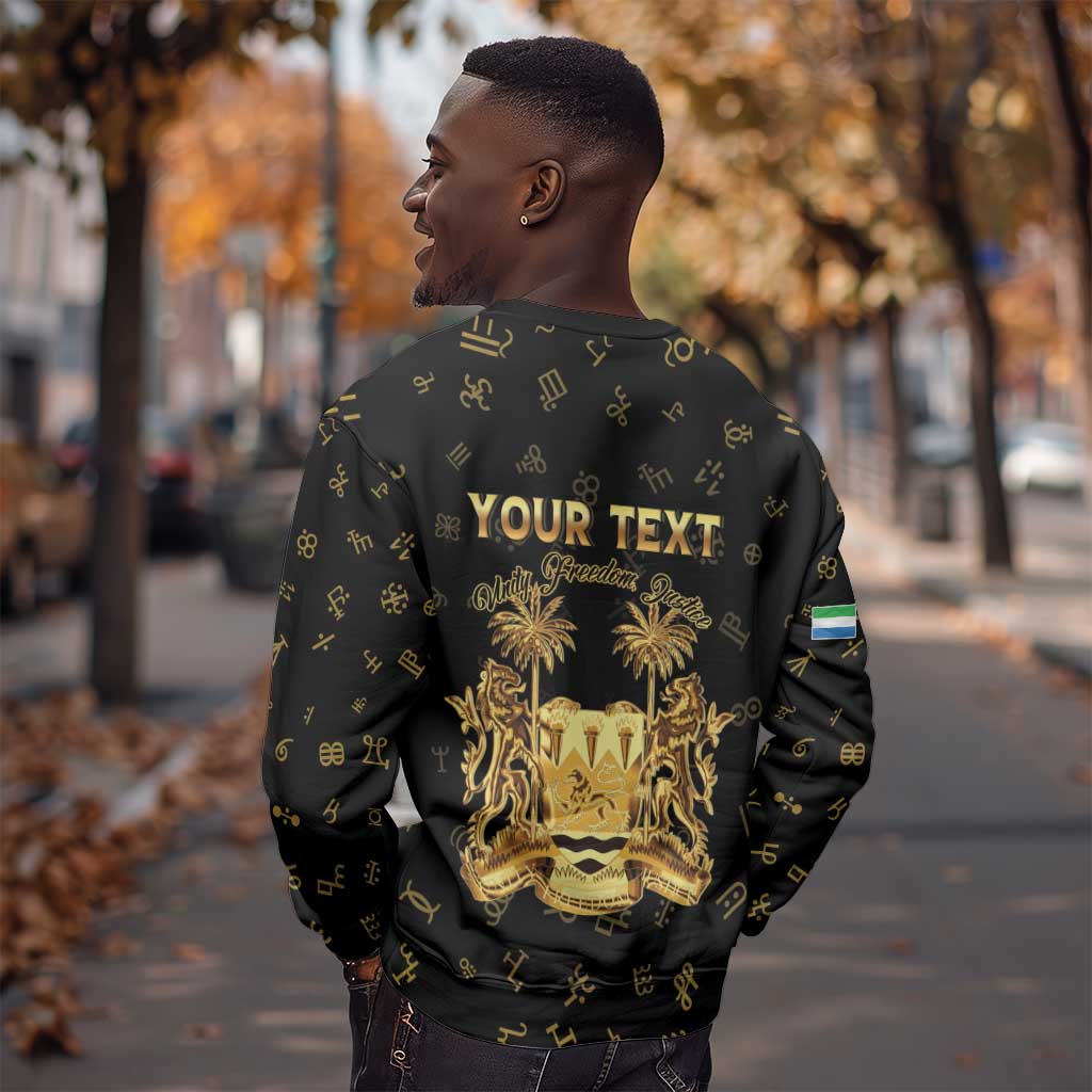 Personalized Sierra Leone National Emblem Golden Sweatshirt Vai Syllabary Heritage - African Pride
