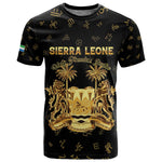 Personalized Sierra Leone National Emblem Golden T shirt Vai Syllabary Heritage - African Pride