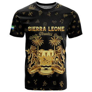 Personalized Sierra Leone National Emblem Golden T shirt Vai Syllabary Heritage - African Pride