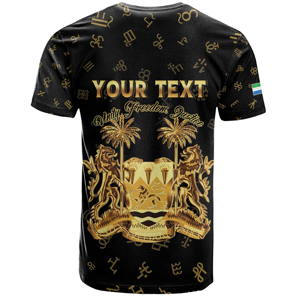 Personalized Sierra Leone National Emblem Golden T shirt Vai Syllabary Heritage - African Pride