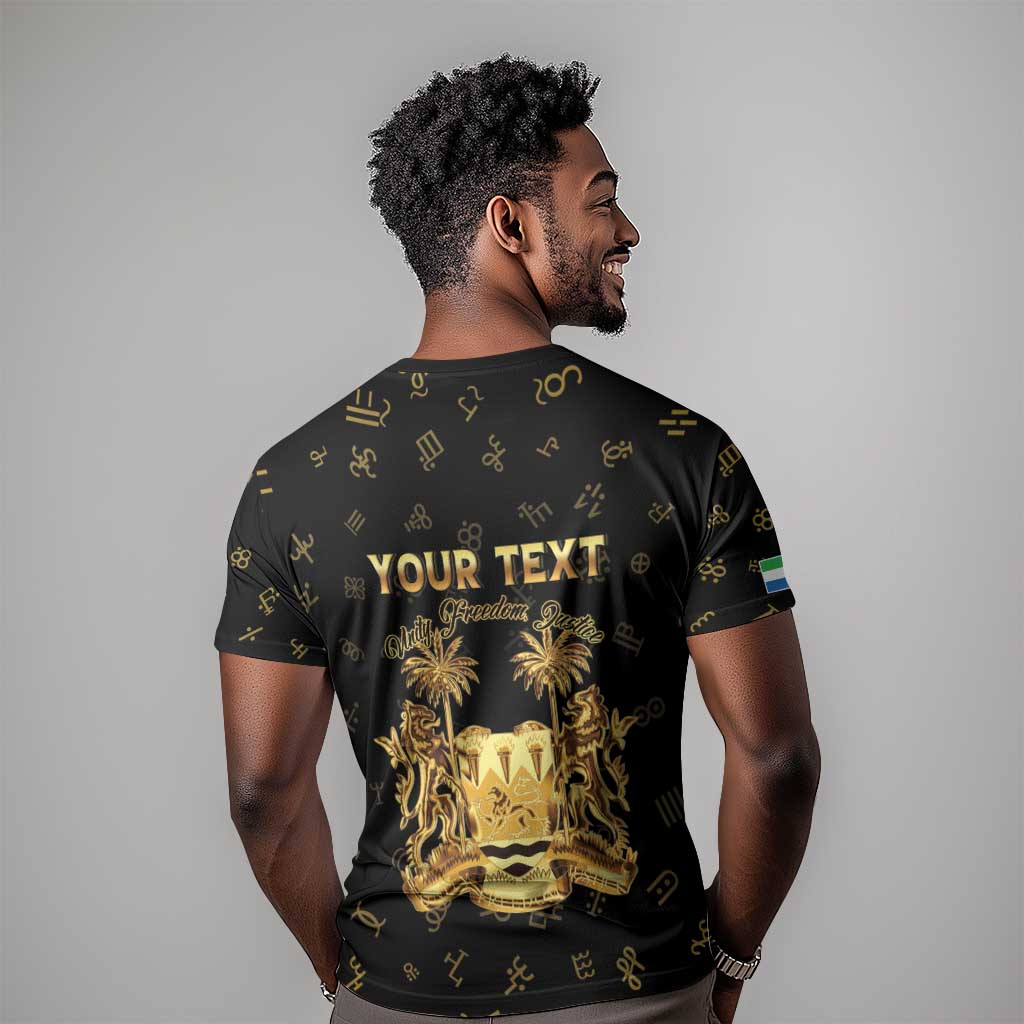 Personalized Sierra Leone National Emblem Golden T shirt Vai Syllabary Heritage - African Pride