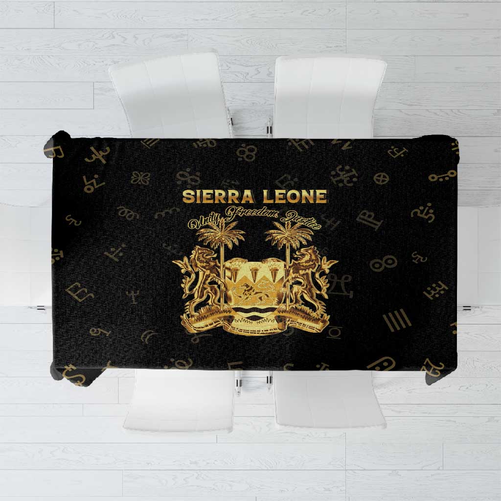 Sierra Leone National Emblem Golden Tablecloth Vai Syllabary Heritage - African Pride