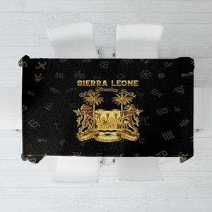 Sierra Leone National Emblem Golden Tablecloth Vai Syllabary Heritage - African Pride