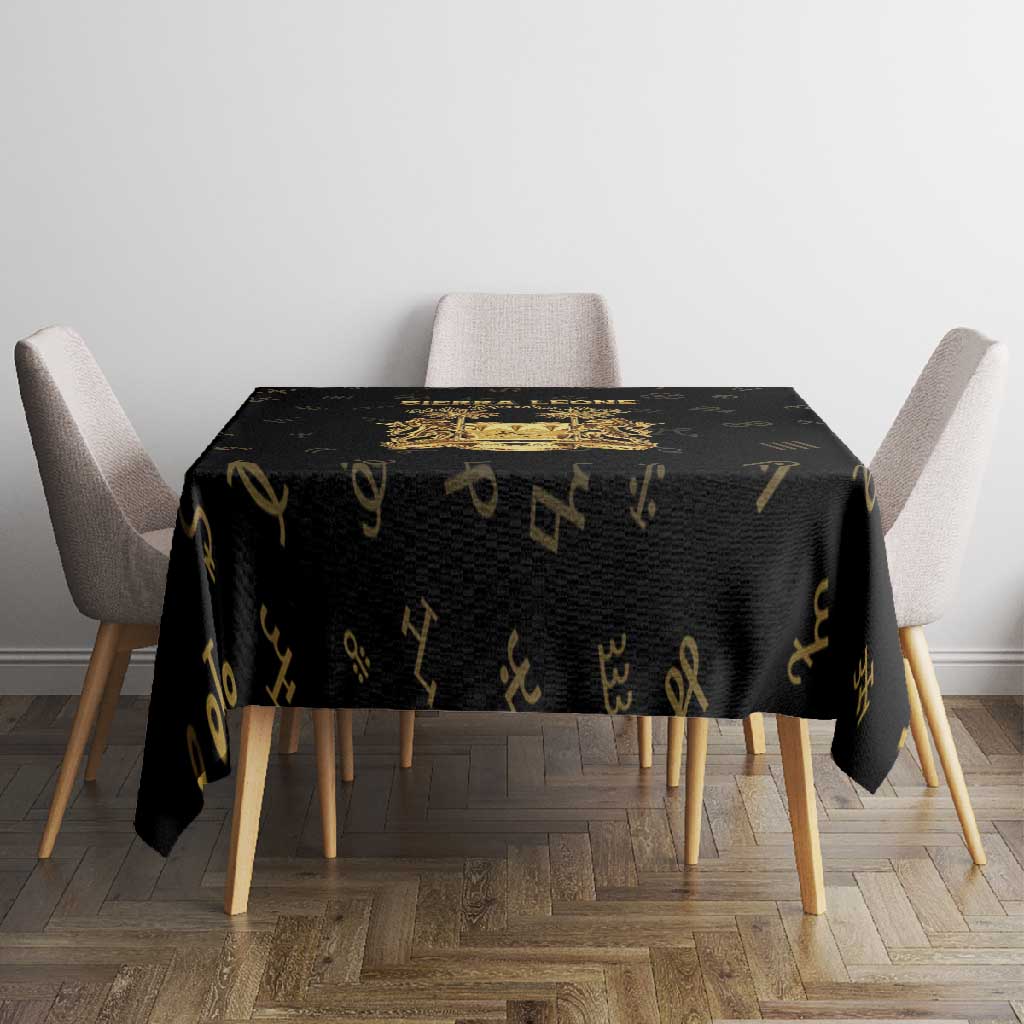 Sierra Leone National Emblem Golden Tablecloth Vai Syllabary Heritage - African Pride