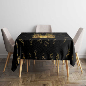 Sierra Leone National Emblem Golden Tablecloth Vai Syllabary Heritage - African Pride