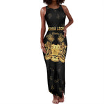 Personalized Sierra Leone National Emblem Golden Tank Maxi Dress Vai Syllabary Heritage - African Pride