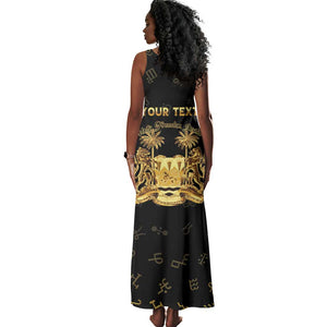 Personalized Sierra Leone National Emblem Golden Tank Maxi Dress Vai Syllabary Heritage - African Pride