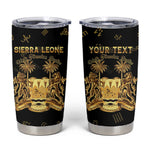 Personalized Sierra Leone National Emblem Golden Tumbler Cup Vai Syllabary Heritage - African Pride