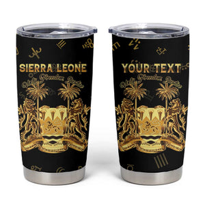 Personalized Sierra Leone National Emblem Golden Tumbler Cup Vai Syllabary Heritage - African Pride