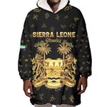 Personalized Sierra Leone National Emblem Golden Wearable Blanket Hoodie Vai Syllabary Heritage - African Pride