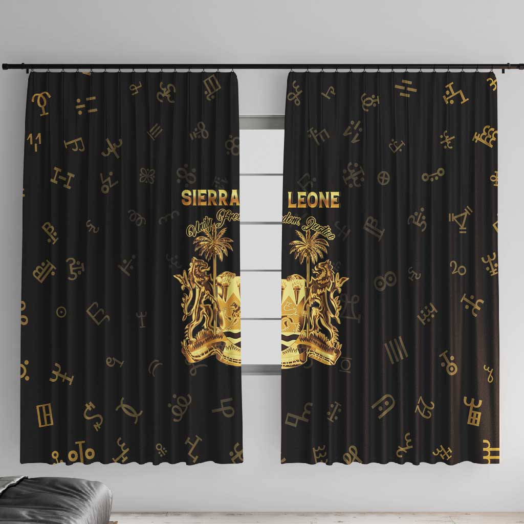 Sierra Leone National Emblem Golden Window Curtain Vai Syllabary Heritage - African Pride