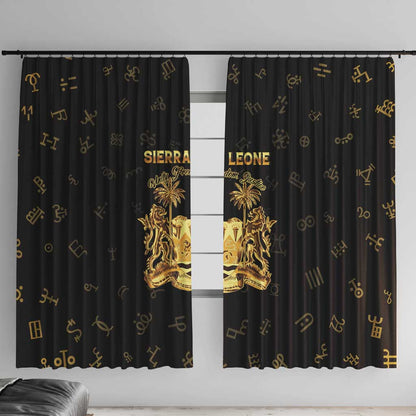 Sierra Leone National Emblem Golden Window Curtain Vai Syllabary Heritage - African Pride