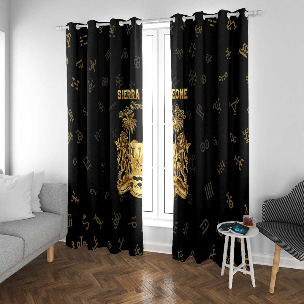 Sierra Leone National Emblem Golden Window Curtain Vai Syllabary Heritage - African Pride