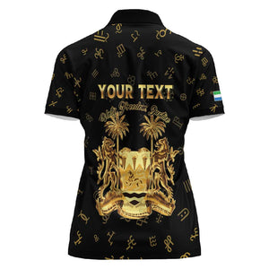 Personalized Sierra Leone National Emblem Golden Women Polo Shirt Vai Syllabary Heritage - African Pride