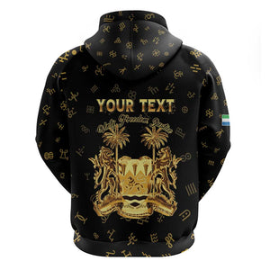 Personalized Sierra Leone National Emblem Golden Zip Hoodie Vai Syllabary Heritage - African Pride