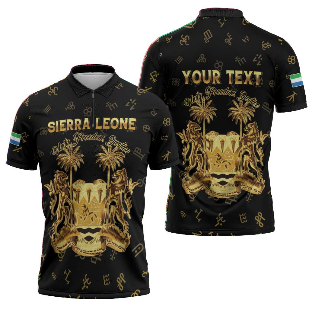 Personalized Sierra Leone Vai Syllabary Heritage Zipper Polo Shirt National Emblem Golden Style