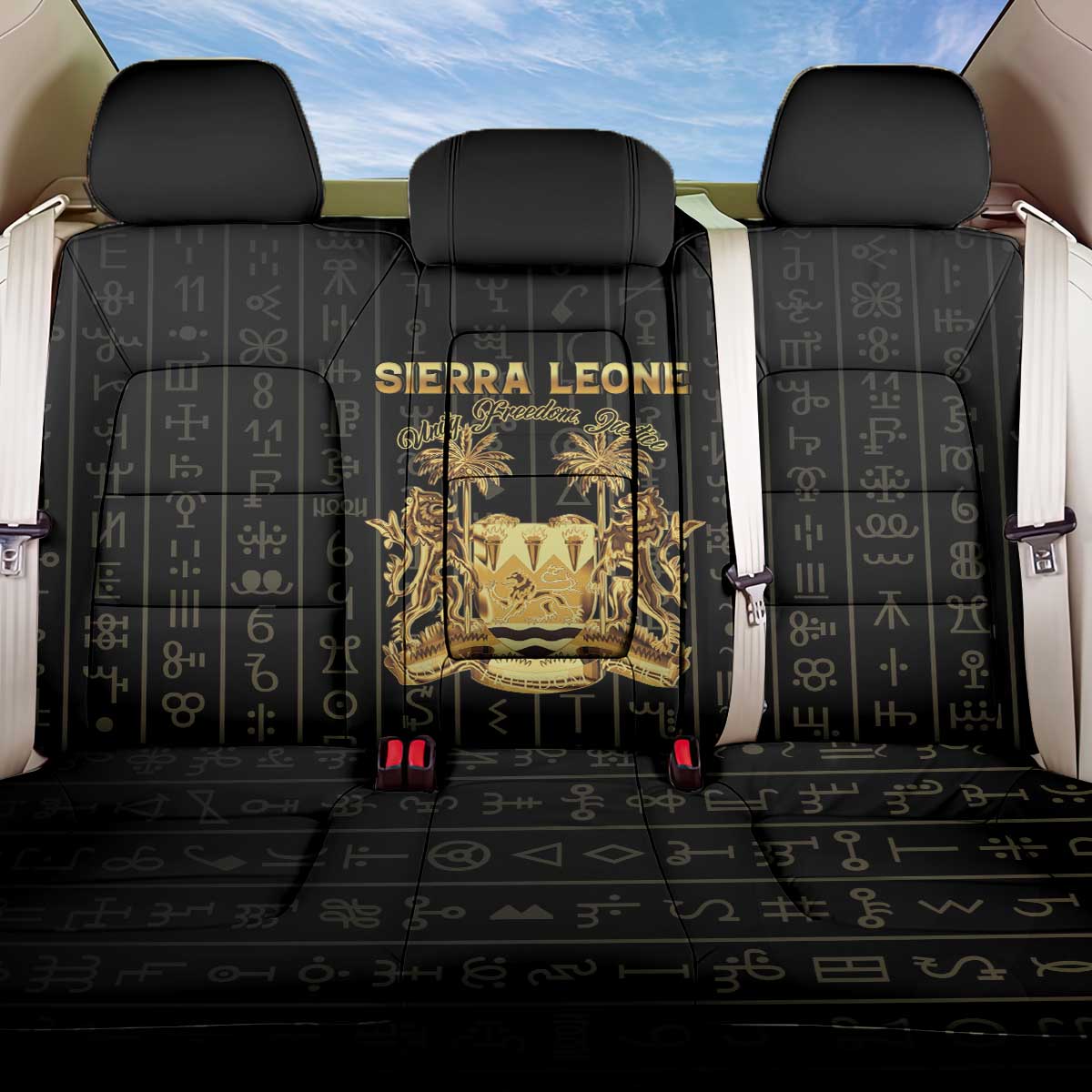 Sierra Leone Back Car Seat Cover Vai Syllabary Pattern - African Pride