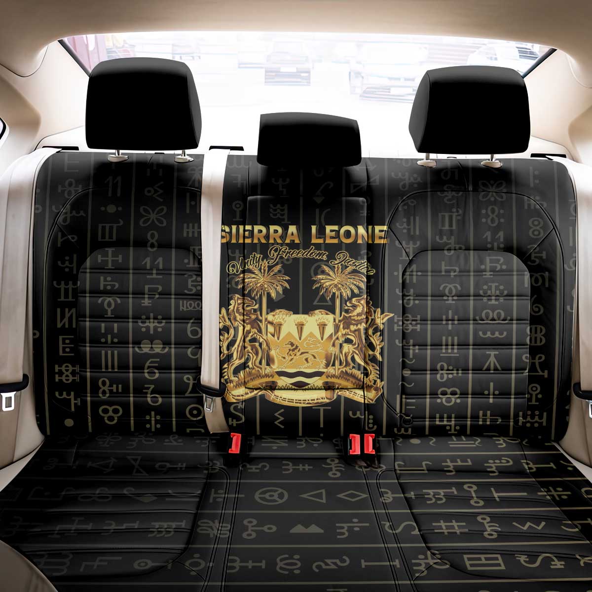 Sierra Leone Back Car Seat Cover Vai Syllabary Pattern - African Pride