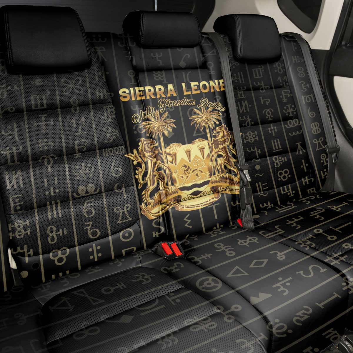 Sierra Leone Back Car Seat Cover Vai Syllabary Pattern - African Pride