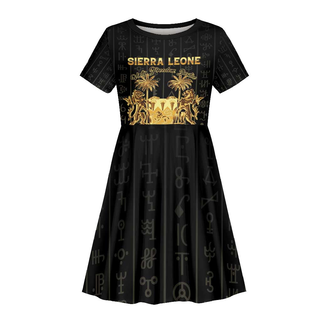 Personalized Sierra Leone Kid Short Sleeve Dress Vai Syllabary Pattern - African Pride
