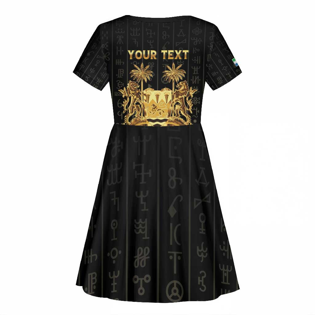 Personalized Sierra Leone Kid Short Sleeve Dress Vai Syllabary Pattern - African Pride