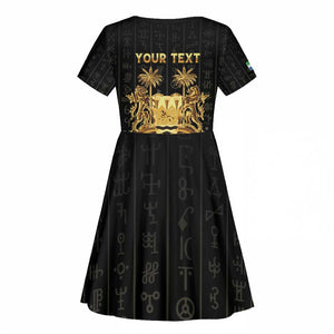 Personalized Sierra Leone Kid Short Sleeve Dress Vai Syllabary Pattern - African Pride