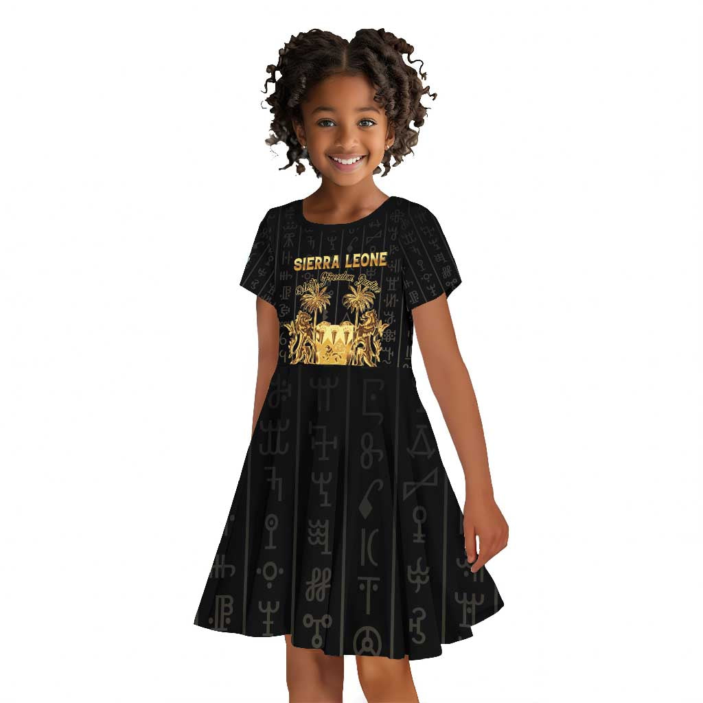 Personalized Sierra Leone Kid Short Sleeve Dress Vai Syllabary Pattern - African Pride