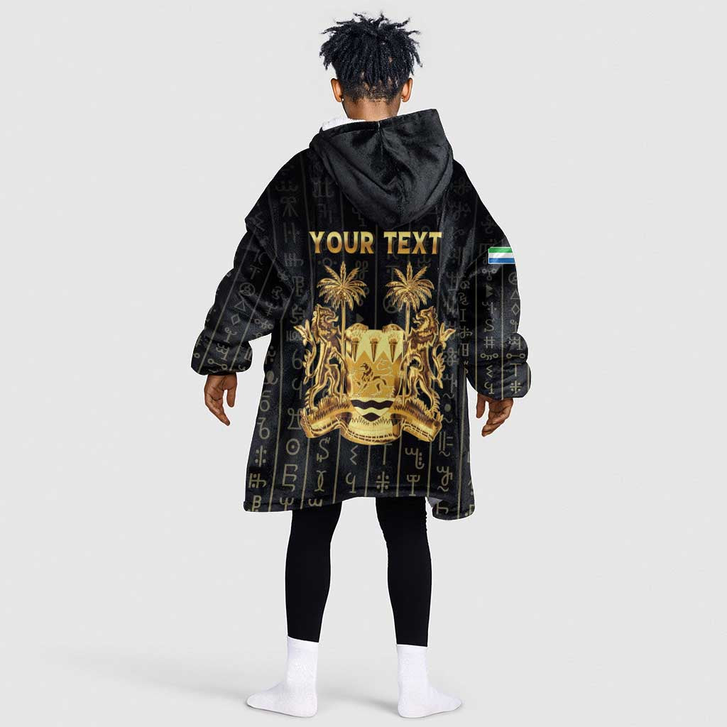 Personalized Sierra Leone Kid Wearable Blanket Hoodie Vai Syllabary Pattern - African Pride