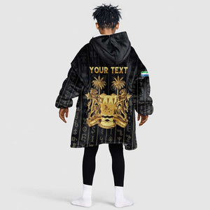 Personalized Sierra Leone Kid Wearable Blanket Hoodie Vai Syllabary Pattern - African Pride