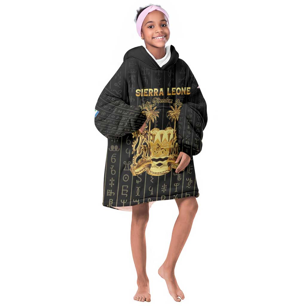 Personalized Sierra Leone Kid Wearable Blanket Hoodie Vai Syllabary Pattern - African Pride